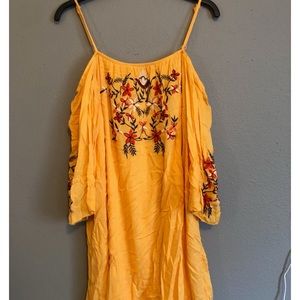 Yellow embroidered sundress